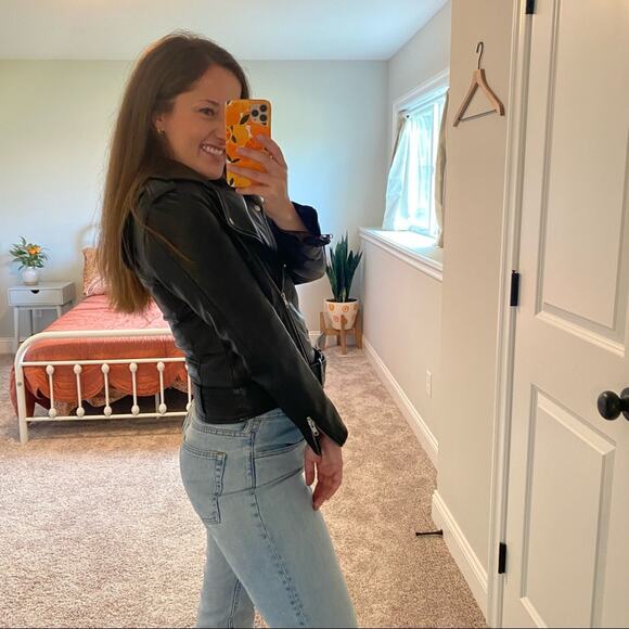 MUUBAA Black Sheep Leather Crop Moto Belted Jacket 4 - Picture 2 of 12